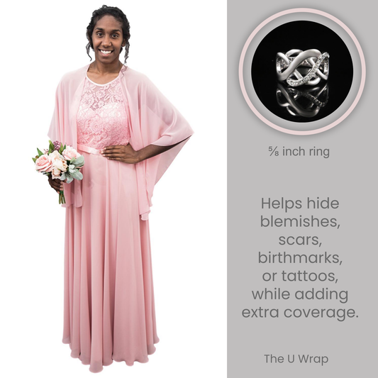 The U Wrap with Diamonte Scarf Ring Set (Dusty Rose)