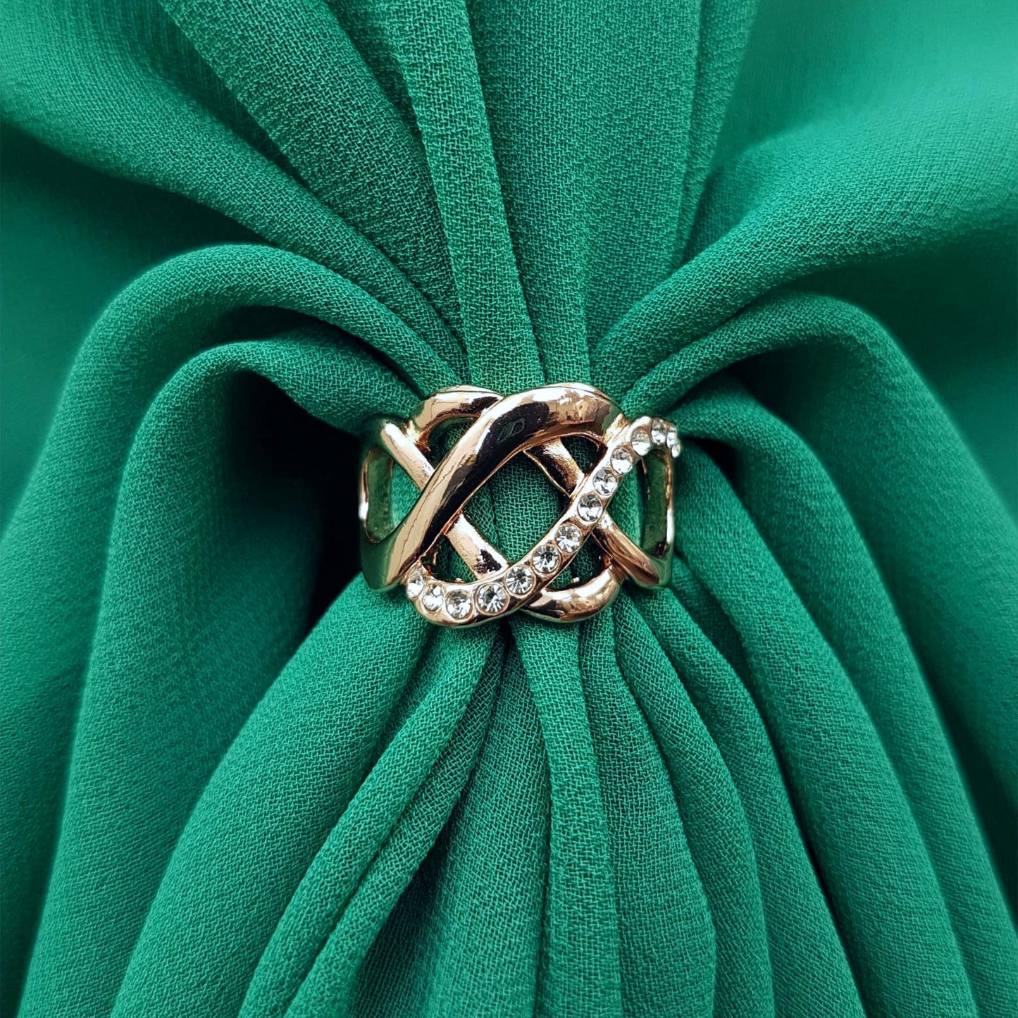 The U Wrap with Diamonte Scarf Ring Set (Emerald)