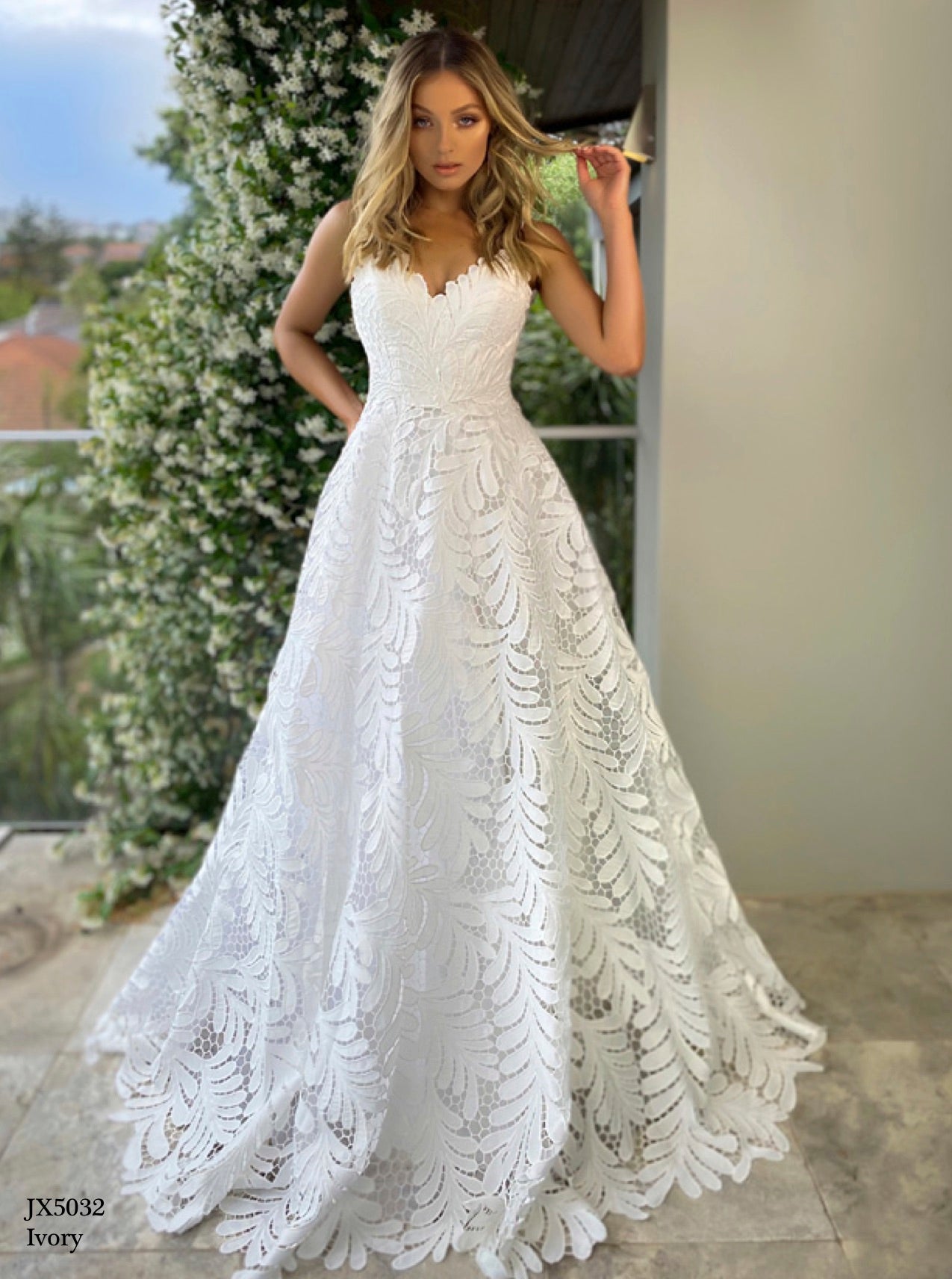 Ivory Lace Gown for Casual Wedding by Jadore JX5032 Rendezvous Designs Ivory Lace Gown for Casual Wedding by Jadore JX5032 Rendezvous Designs