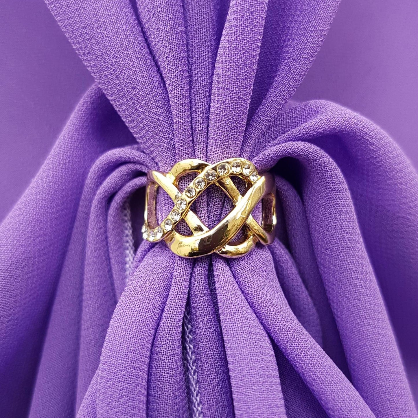 The U Wrap with Diamonte Scarf Ring Set (Lavender)