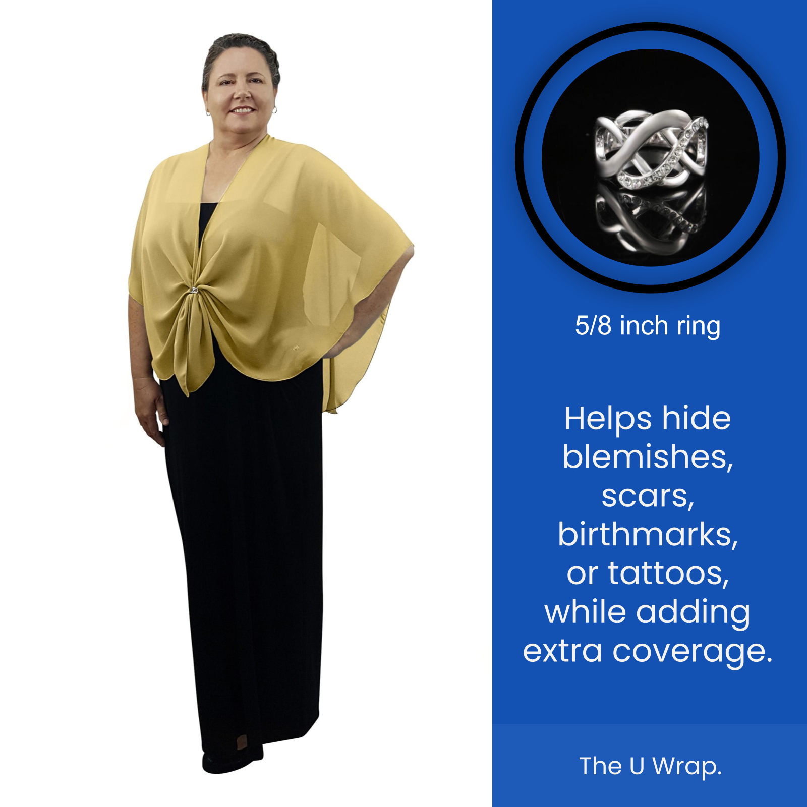 Ladies Sheer Chiffon Open Front Evening Shawl Wrap with Scarf Ring Rendezvous Designs