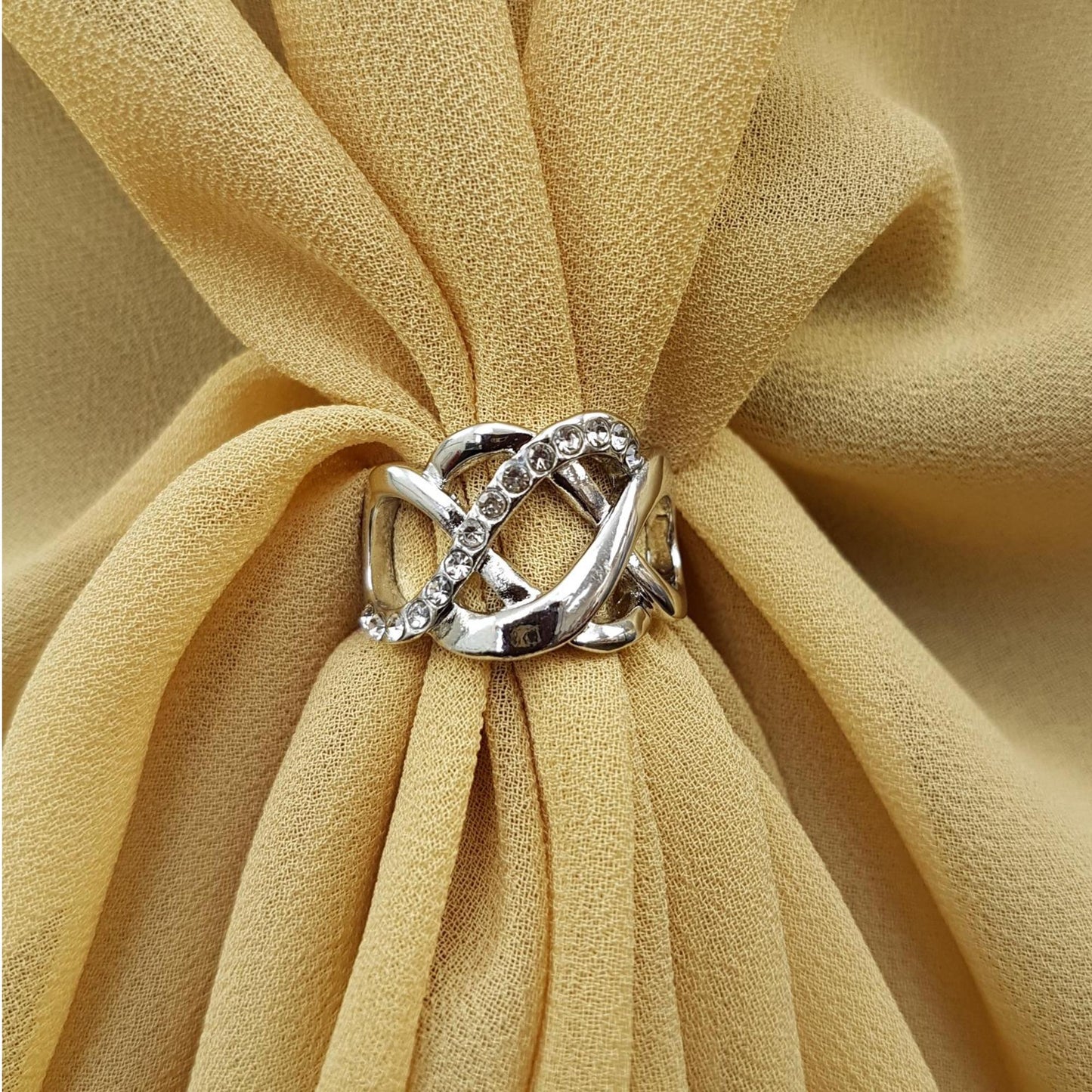 The U Wrap with Diamonte Scarf Ring Set (Old Gold)