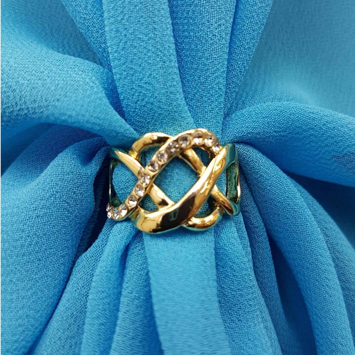 The U Wrap with Diamonte Scarf Ring Set (Turquoise)