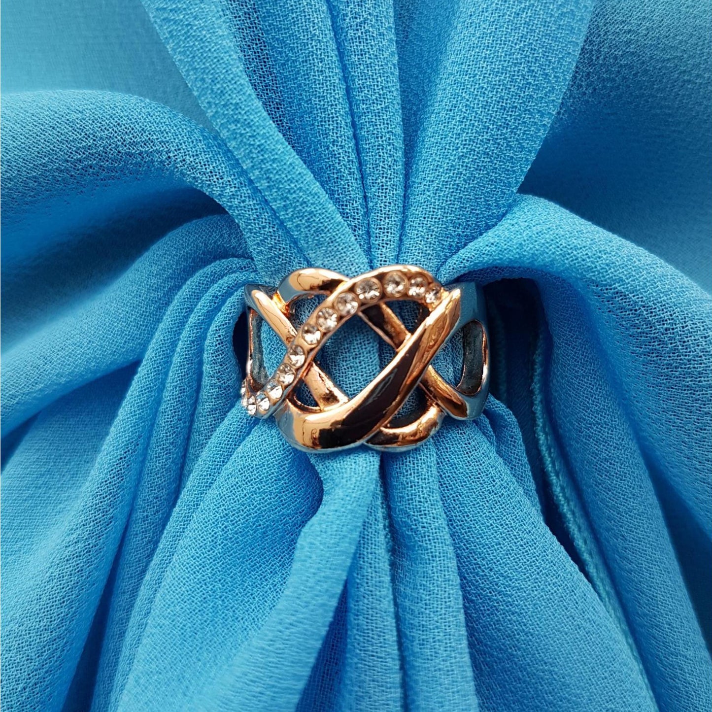 The U Wrap with Diamonte Scarf Ring Set (Turquoise)