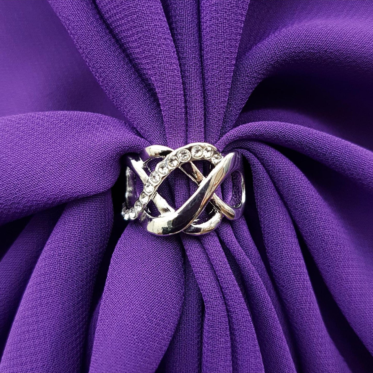 The U Wrap with Diamonte Scarf Ring Set (Purple)