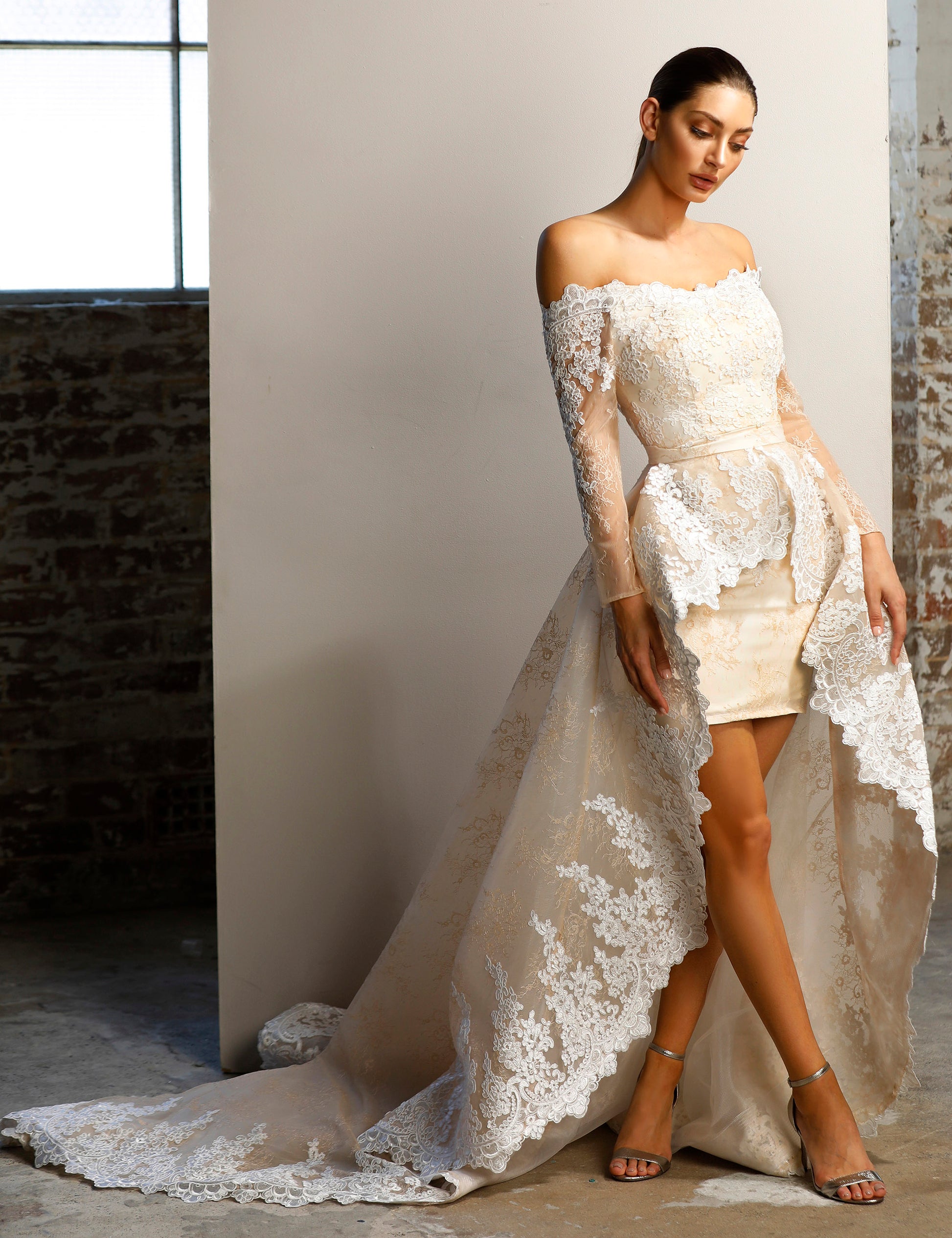short dress with long skirt overlay Colors 2604 Colors Prom Short Beaded Romper Skirt Overlay