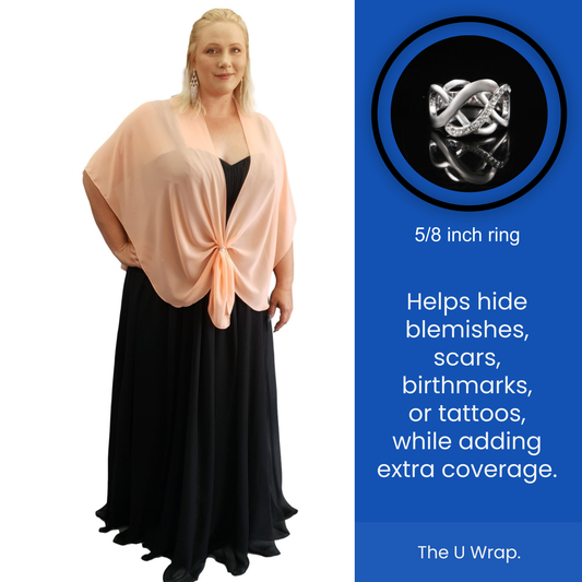 The U Wrap with Diamonte Scarf Ring Set (Apricot)