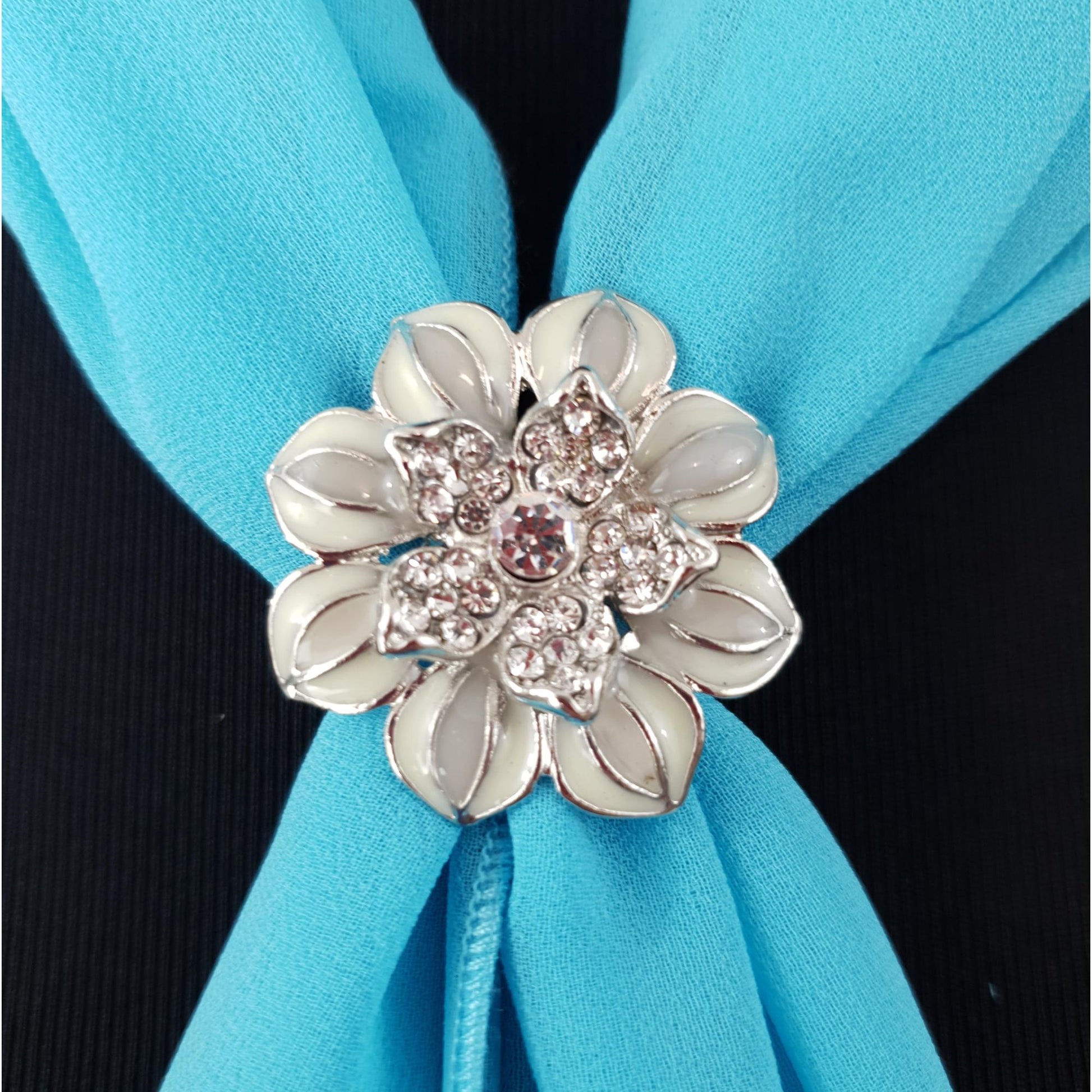 Silver Flower Triple Scarf Ring - (Small Rings) in Gift Box