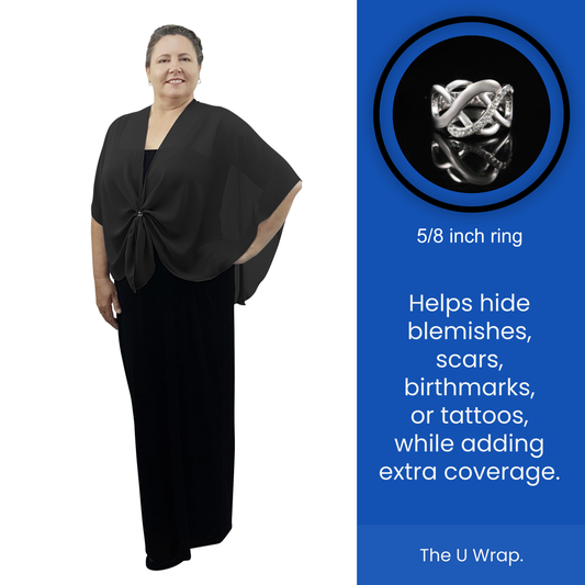 The U Wrap with Diamonte Scarf Ring Set (Black)