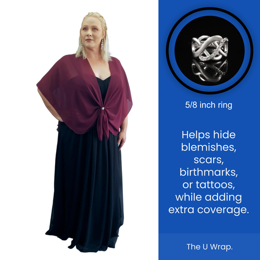 The U Wrap with Diamonte Scarf Ring Set (Burgundy)
