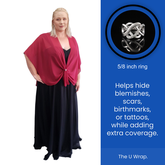 The U Wrap with Diamonte Scarf Ring Set (Claret)