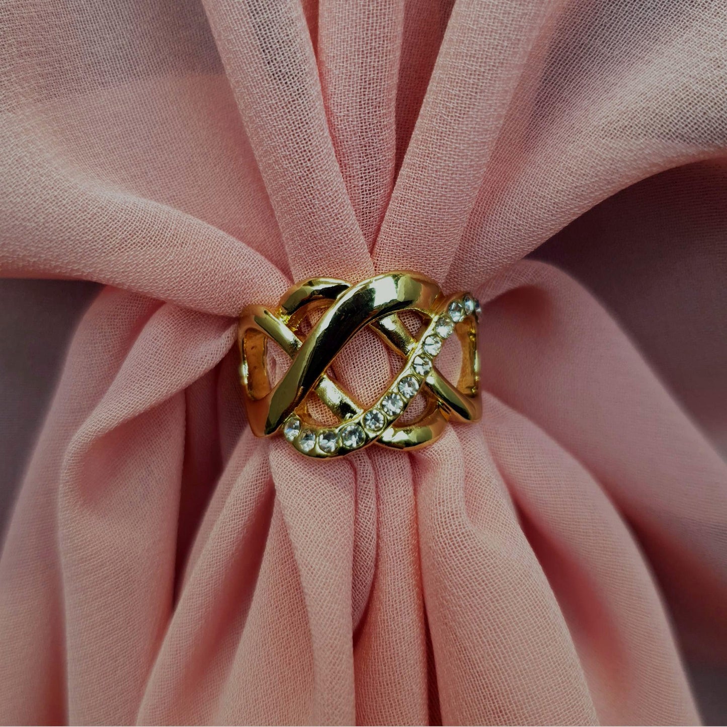 The U Wrap with Diamonte Scarf Ring Set (Dusty Rose)