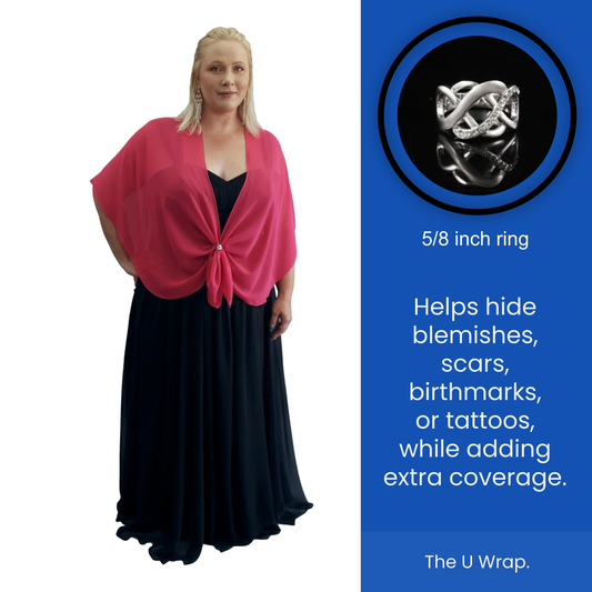 The U Wrap with Diamonte Scarf Ring Set (Hot Pink)