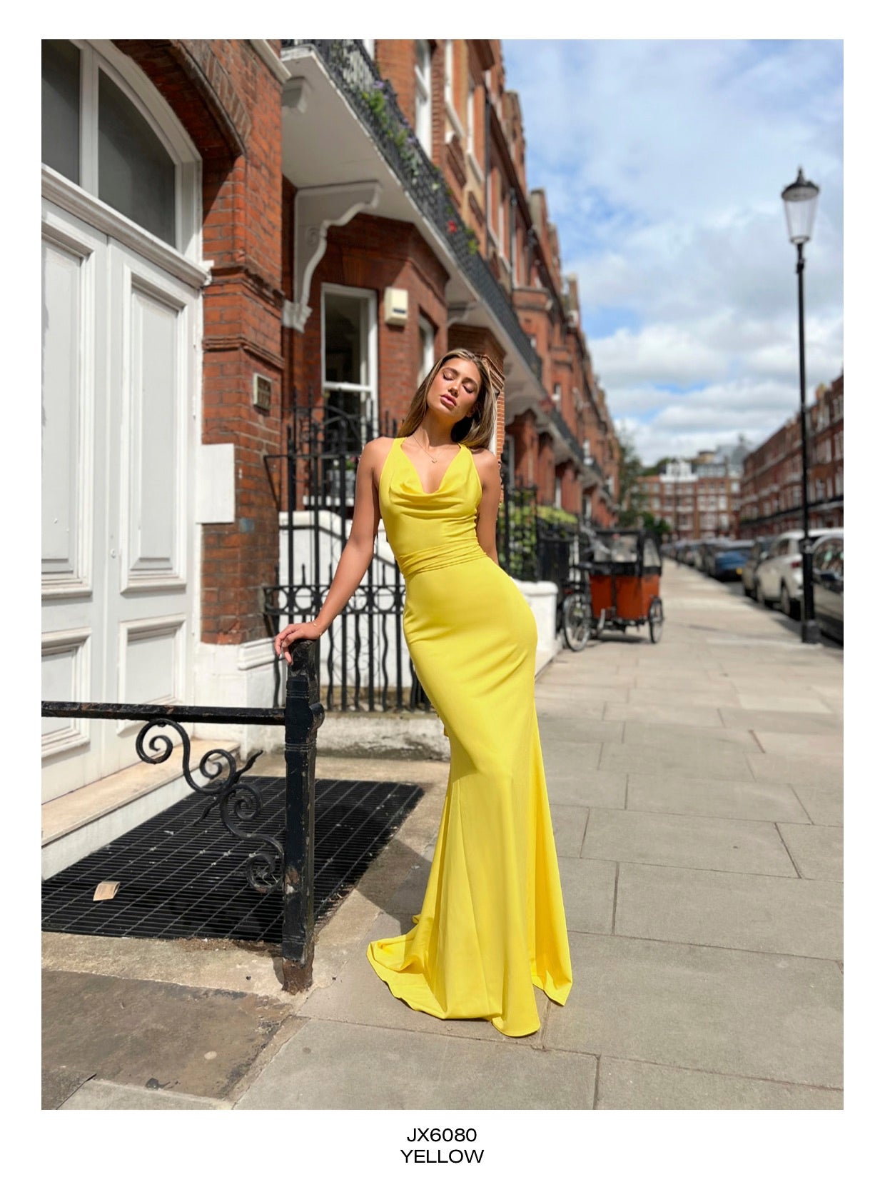 Aspeed Design - D202 V-Neck Long Sleeve Fluid Jersey High Slit Dress –  Couture Candy