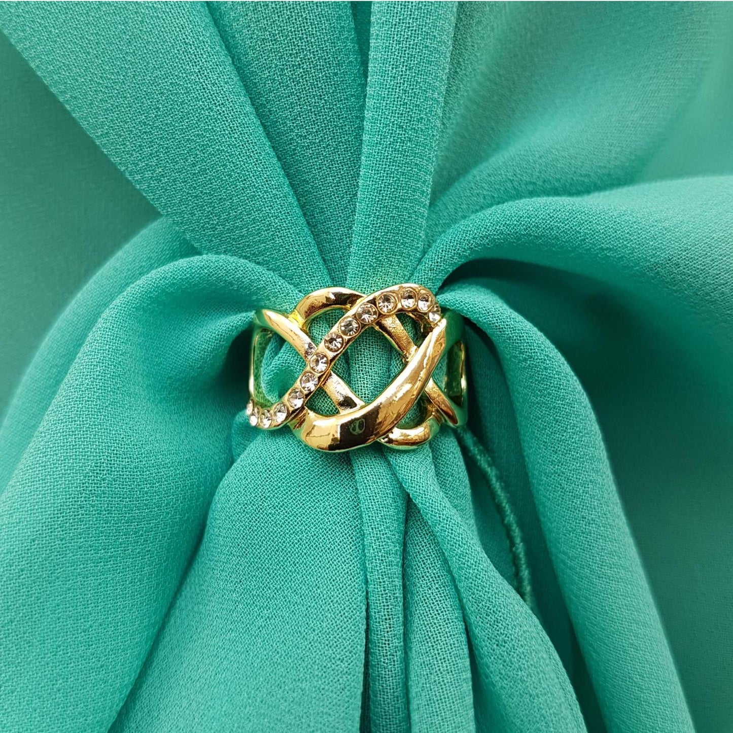The U Wrap with Diamonte Scarf Ring Set (Jade)