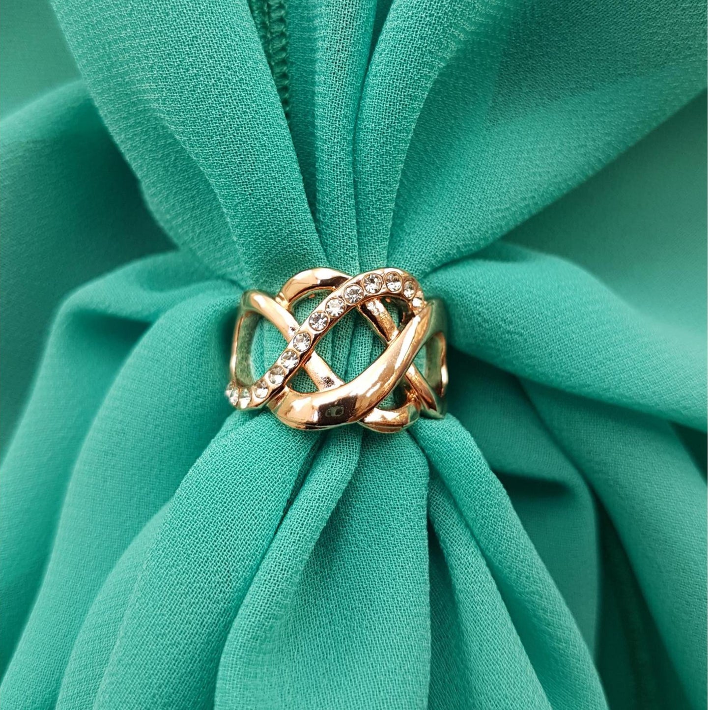 The U Wrap with Diamonte Scarf Ring Set (Jade)