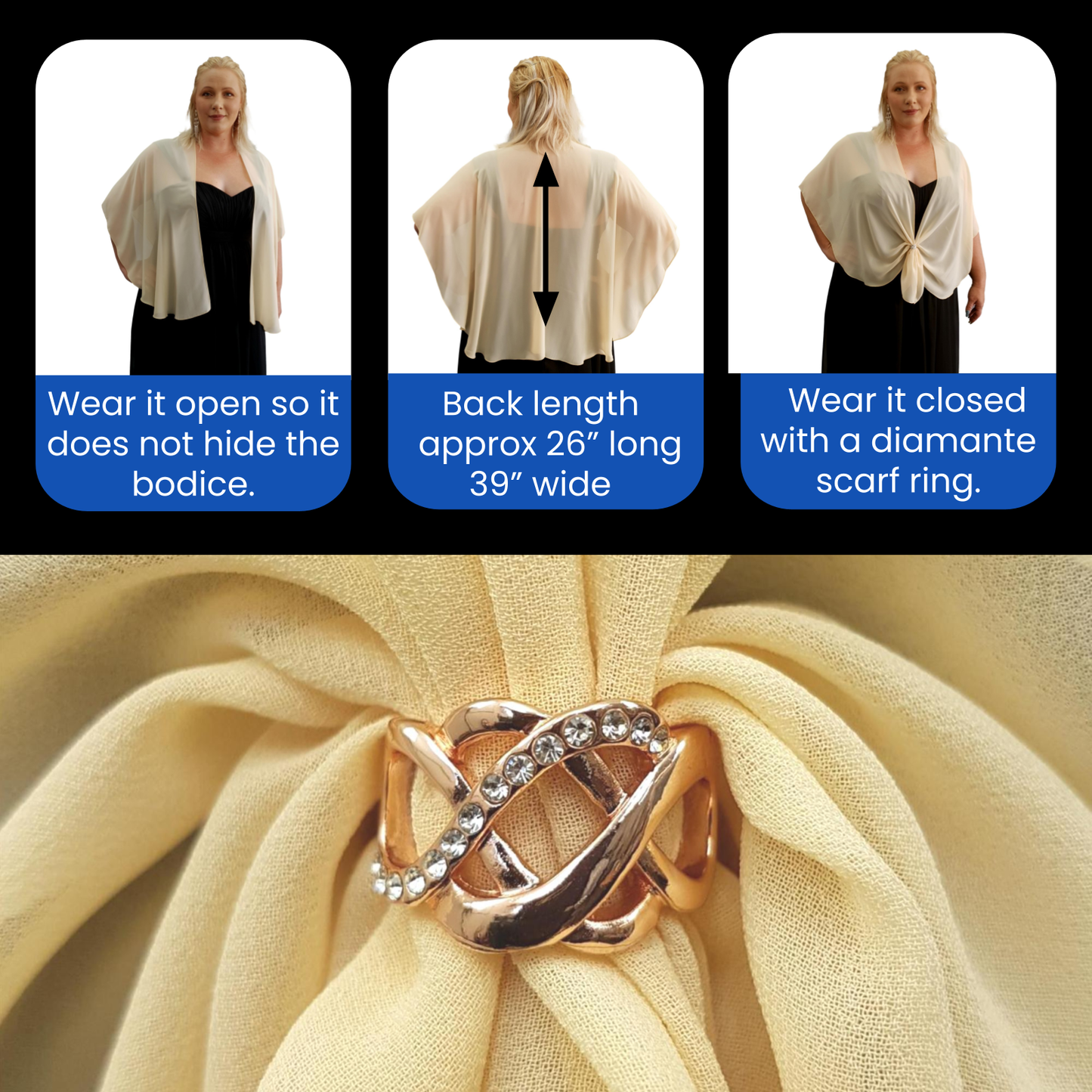 The U Wrap with Diamonte Scarf Ring Set (Maize)