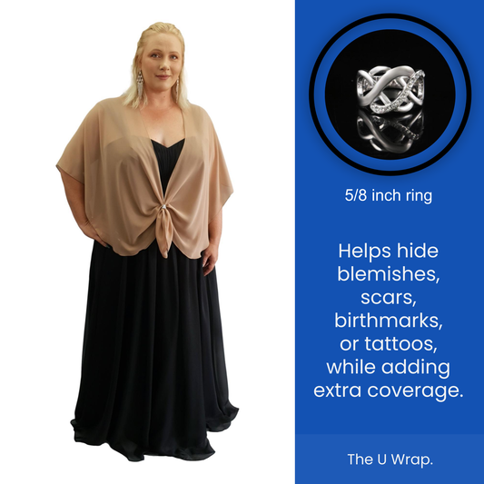 The U Wrap with Diamonte Scarf Ring Set (Nude)