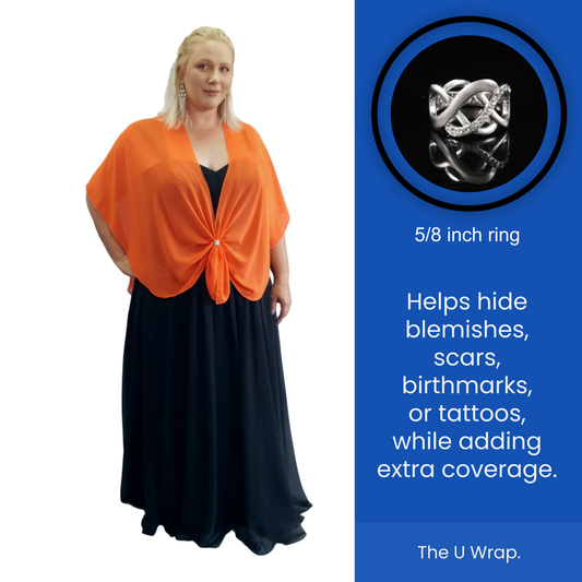 The U Wrap with Diamonte Scarf Ring Set (Orange)