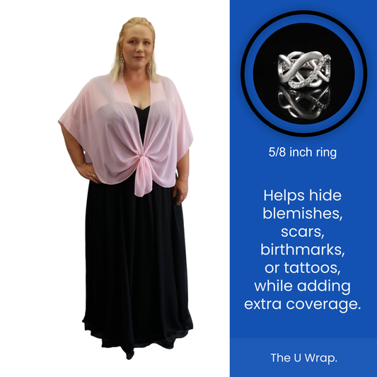 The U Wrap with Diamonte Scarf Ring Set (Pink)