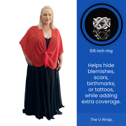 The U Wrap with Diamonte Scarf Ring Set (Red)