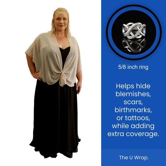 The U Wrap with Diamonte Scarf Ring Set (Sand)