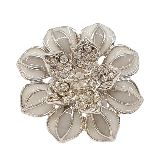 Silver Flower Triple Scarf Ring - (Small Rings) in Gift Box