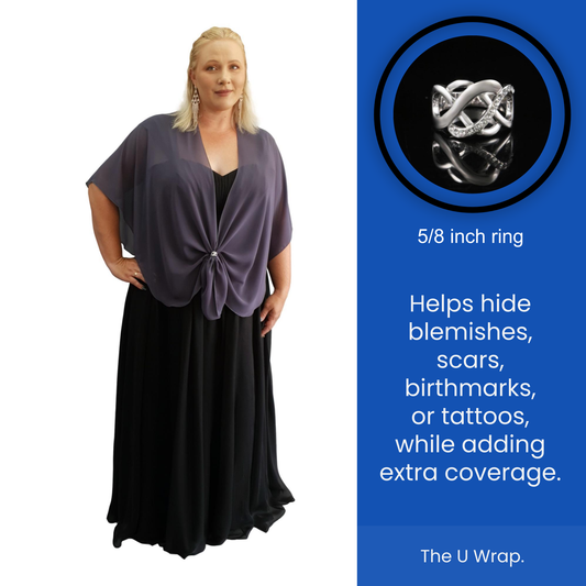 The U Wrap with Diamonte Scarf Ring Set (Smoke)