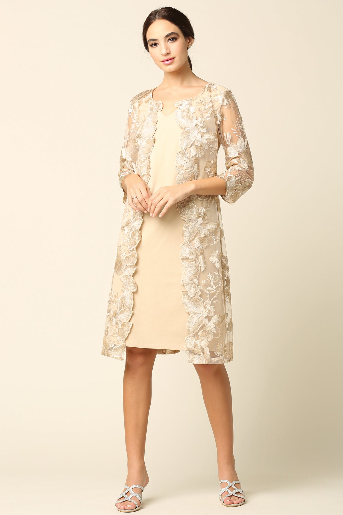 Shift Dress with Lace Over Jacket |Mother of the Bride MOB 1533