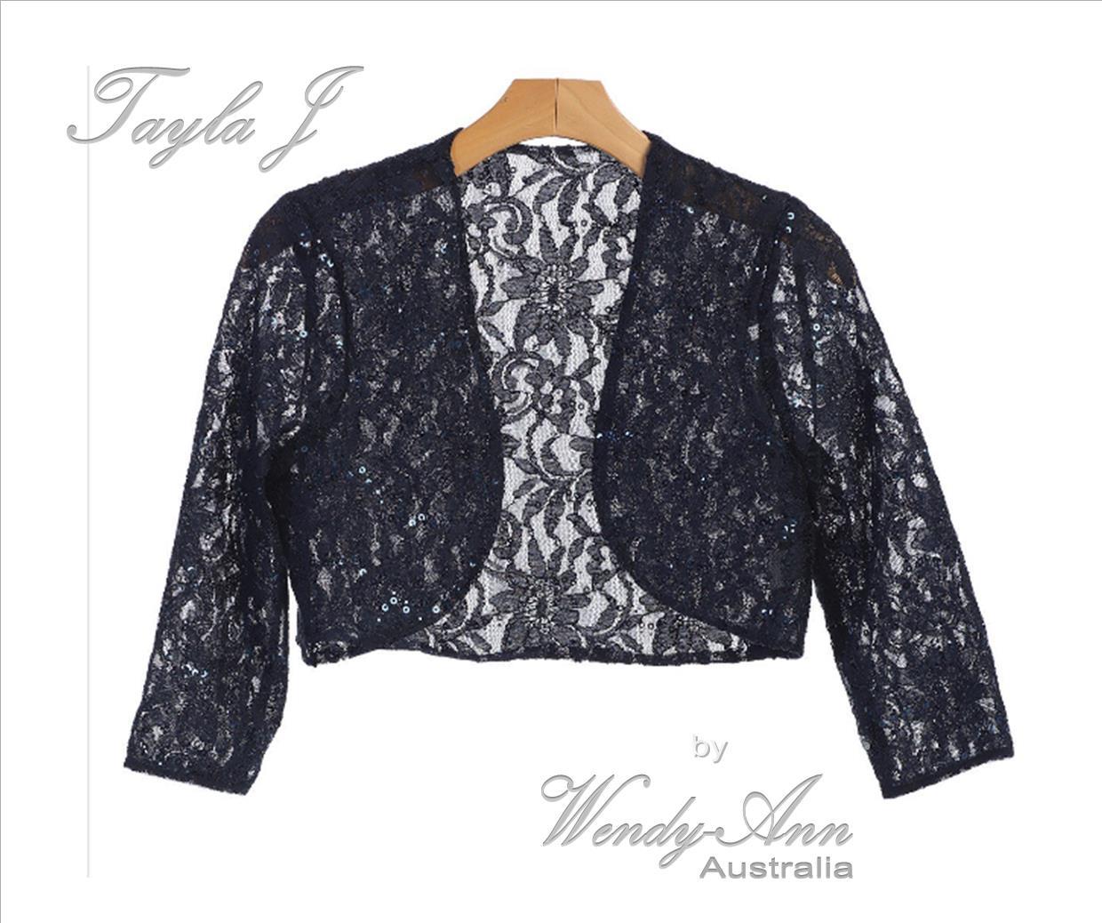 Cropped Bolero Navy Lace Jacket Wedding Lace Bolero Jacket 3/4