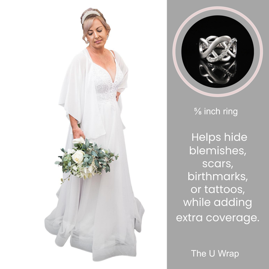 The U Wrap with Diamonte Scarf Ring Set (White)